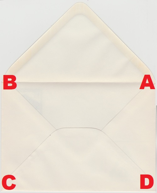 Positionen der Markierungspunkte auf der Briefrückseite